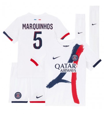 Paris Saint-Germain Marquinhos #5 Replica Away Stadium Kit for Kids 2024-25 Short Sleeve (+ pants)